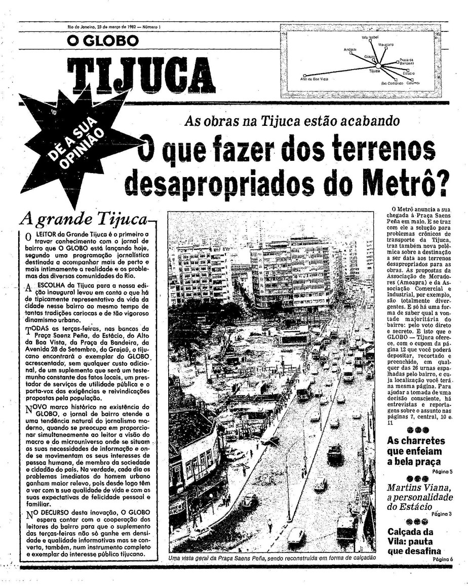 Capa do GLOBO-TIjuca de 23-03-1982