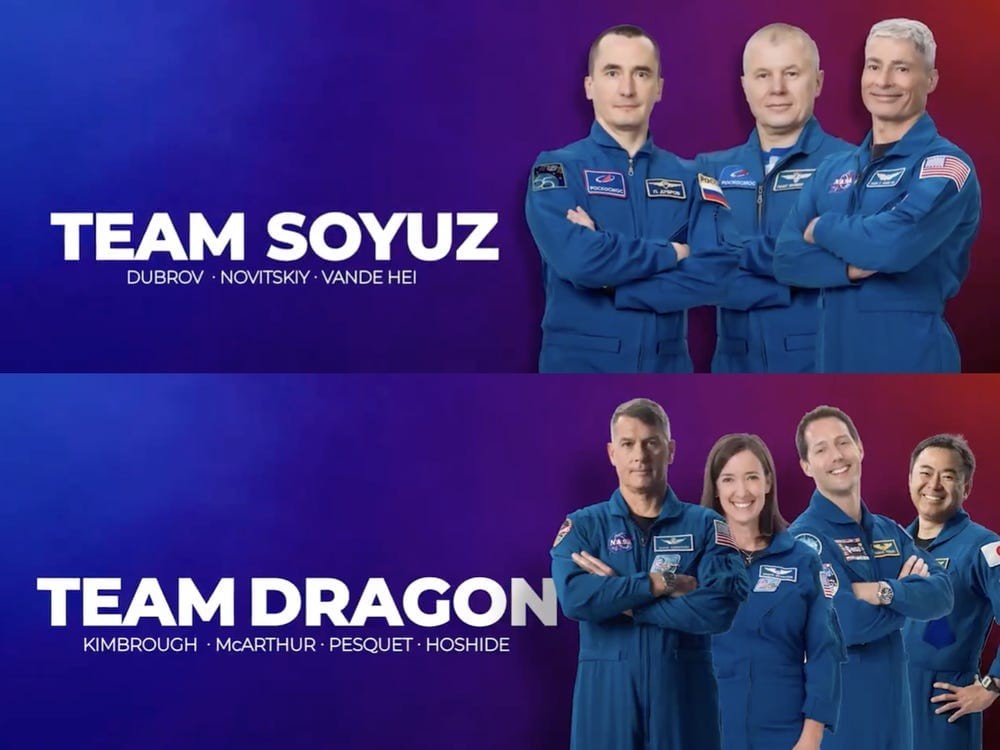 O grupo foi dividido em duas equipes: Soyuz e Dragon  (Foto: Reprodução/Nasa)
