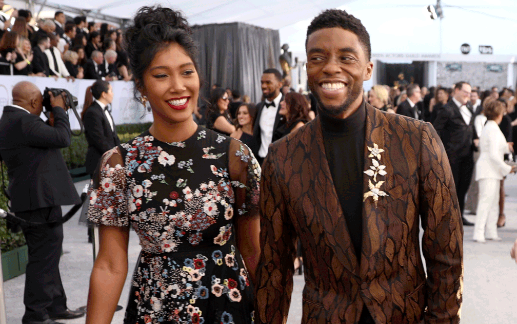 Taylor Simone Ledward e Chadwick Boseman em 2019 — Foto: Matt Sayles / Invision / Arquivo / AP Photo