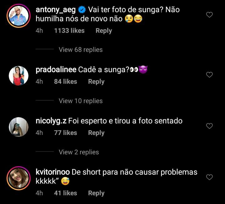 Comentários em foto de Zé Neto (Foto: Reprodução/Instagram)