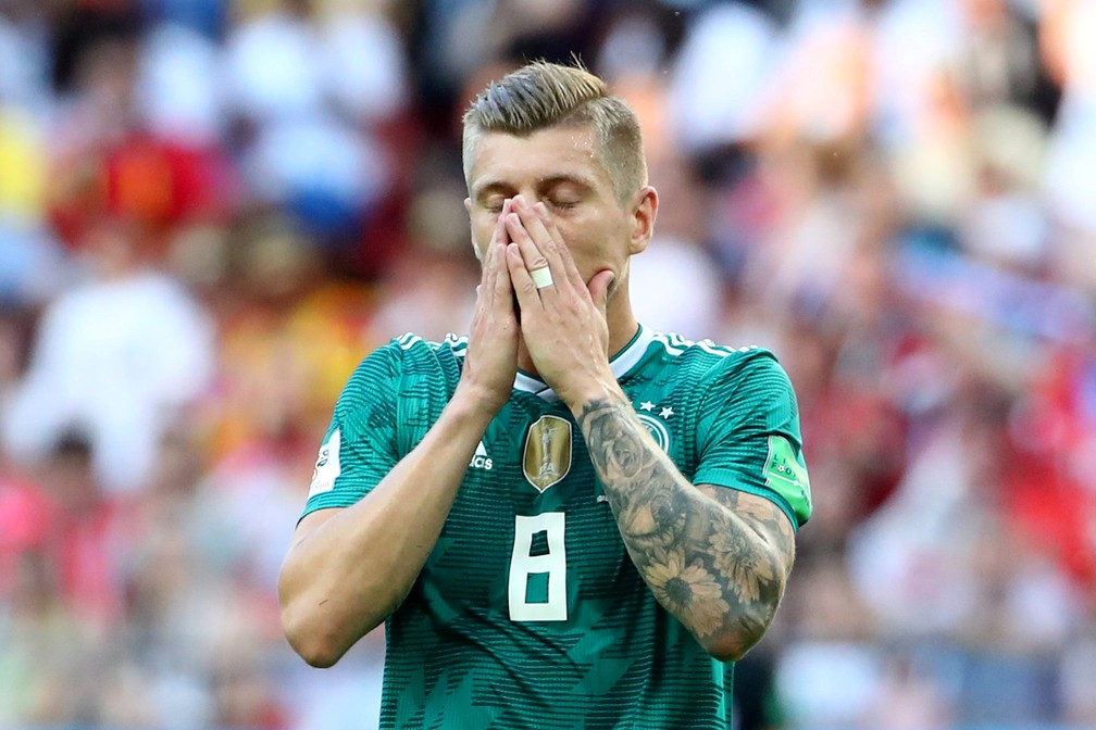 Toni Kroos nÃ£o conseguiu evitar eliminaÃ§Ã£o da Alemanha na Copa do Mundo 2018 (Foto: Michael Dalder/Reuters)
