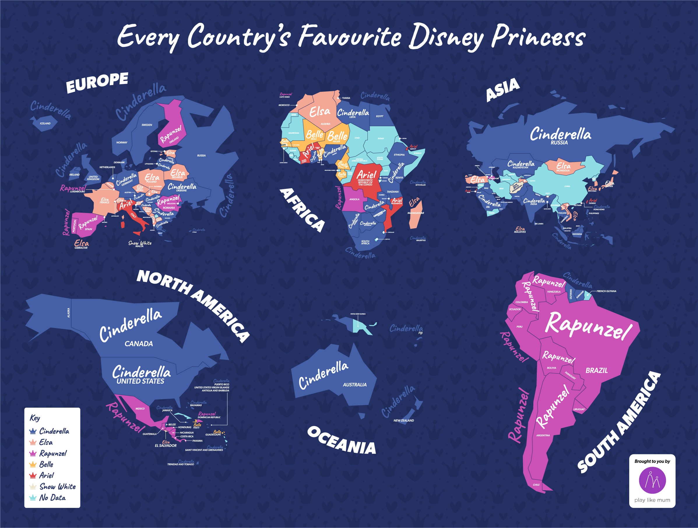 As princesas da Disney favoritas em cada país (Foto: Play Like Mum)