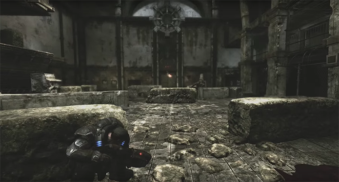 Gears of War 1 contava com visual acinzentado (Foto: Reprodução/YouTube)