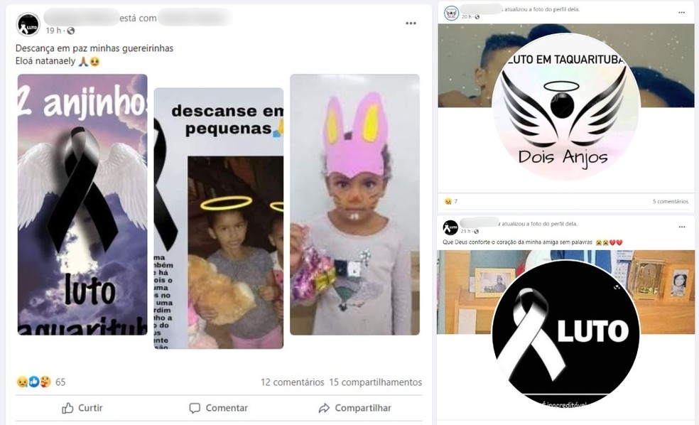 Moradores trocaram fotos de perfil em homenagem às vítimas em Taquarituba — Foto: Facebook/Reprodução