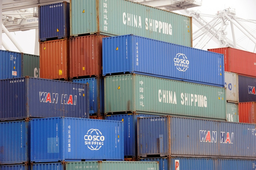 Contêineres da China em Long Beach, na Califórnia (Foto: Reuters/Bob Riha Jr.)