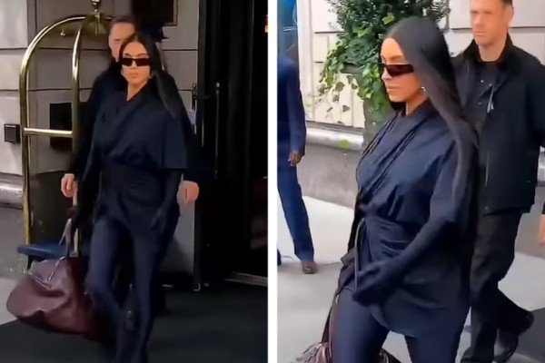 Kim Kardashian deixando hotel em Nova York; fãs estranharam a aparência da socialite em vídeo (Foto: Reprodução / Instagram)