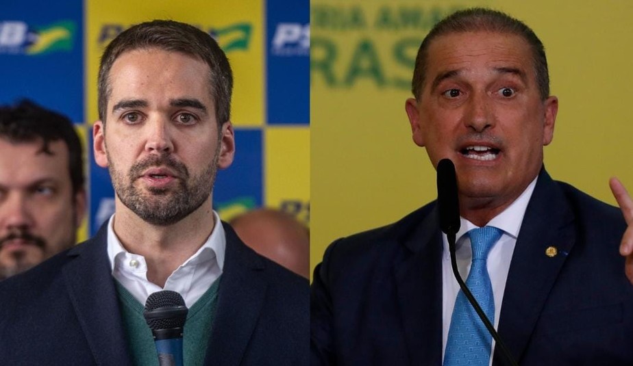 Os candidatos ao governo do Rio Grande do Sul Eduardo Leite e Onyx Lorenzoni