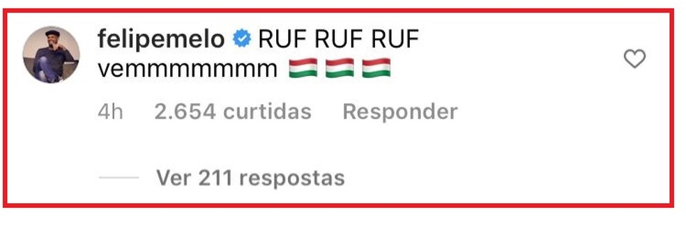 Felipe Melo comenta na foto de Ricardo Goulart e chama jogador para o Fluminense  Foto: Reproduo / Instagram