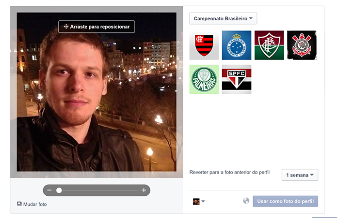 Facebook tem frames de times de futebol do Brasil para foto do perfil (Foto: Reprodução/Elson de Souza)