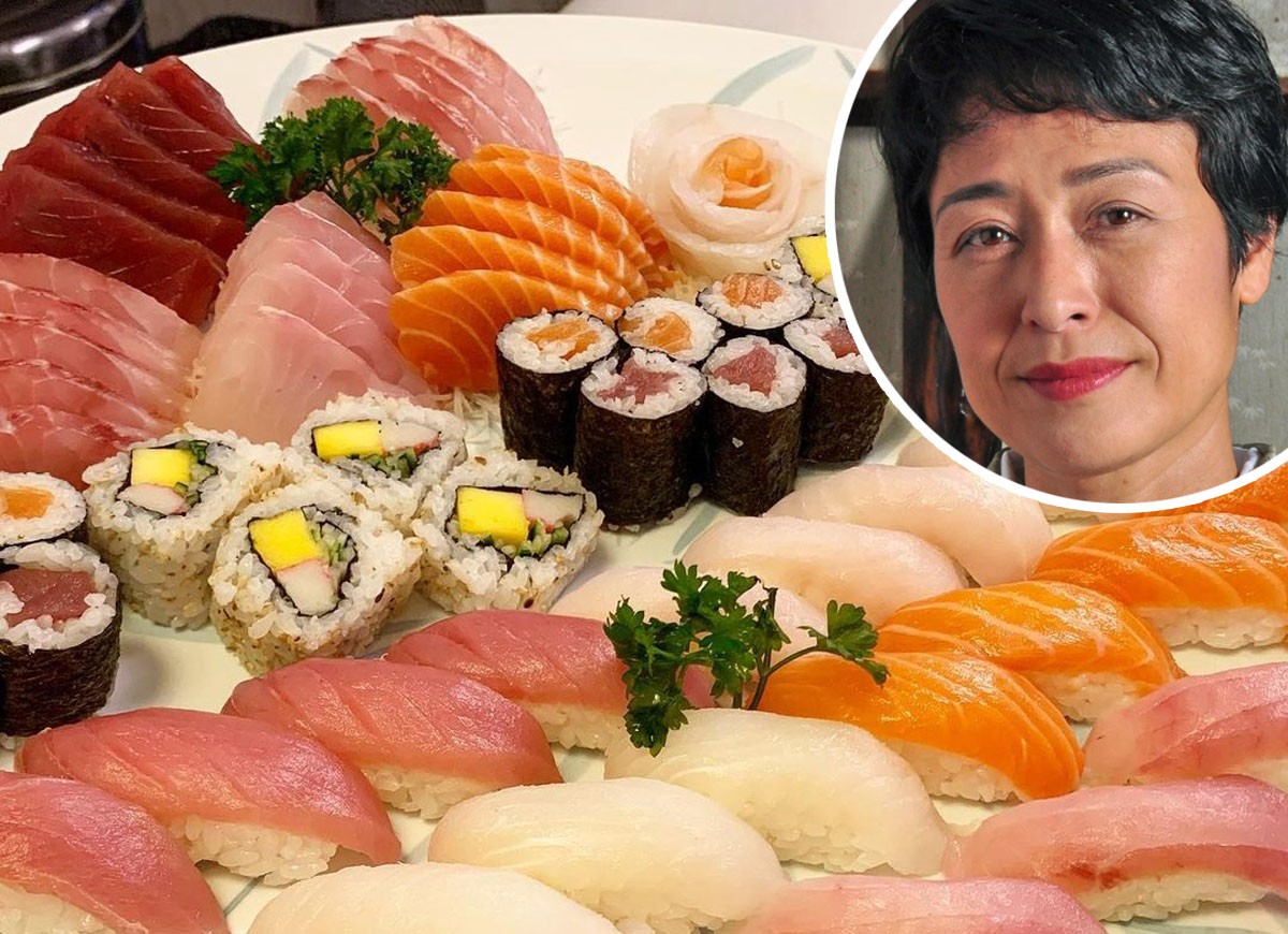 Alissa Ohara, chef do Azumi ensina como preparar sashimi e sushi em casaem casa (Foto: Reprodução Instagram e Divulgação / Rio Art Com)
