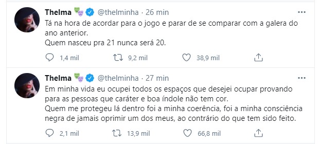 O tweet de Thelma Assis (Foto: Reprodução Twitter)