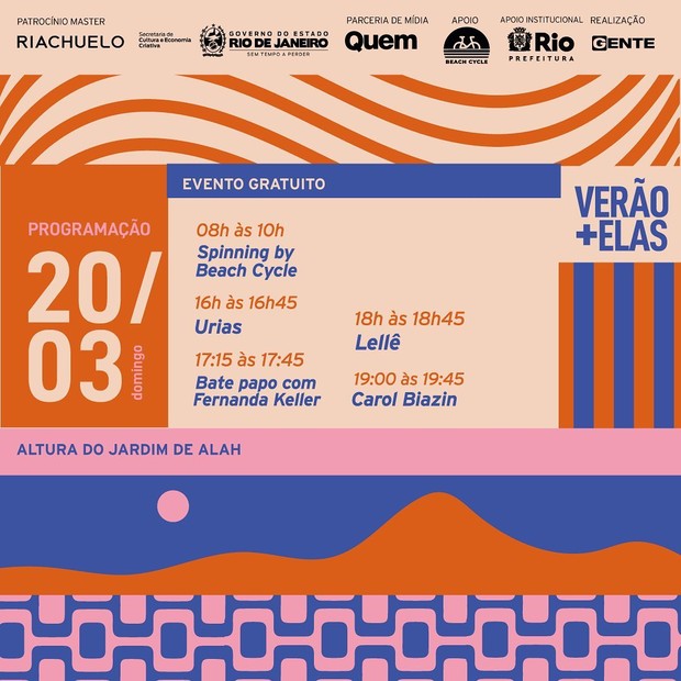 Programação do Verão Mais Elas (Foto: Reprodução/Instagram)