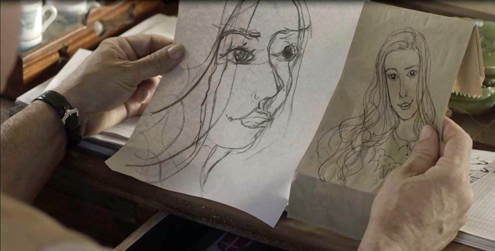 Geraldo encontra o desenho que Inácio fez  (Foto: TV Globo)