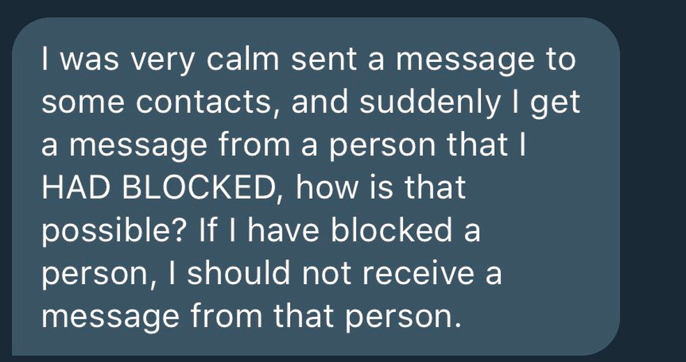“Repentinamente eu recebo a mensagem de uma pessoa que eu bloqueei. Como isso é possível?”, pergunta usuário (Foto: Reprodução / WABetaInfo)
