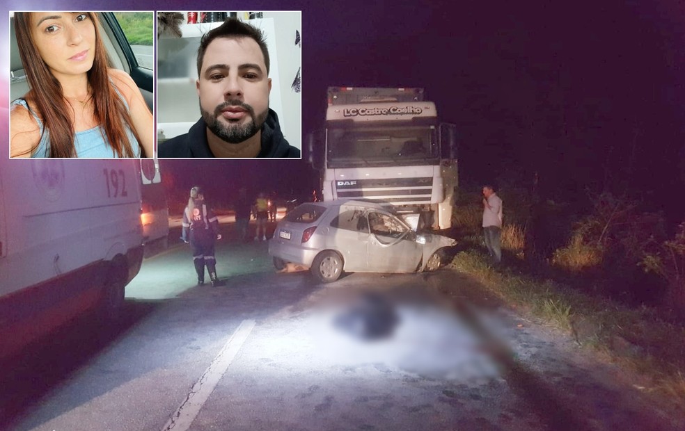 Casal morre após carro invadir pista contrária, atingir caminhão e pegar fogo em Pilar do Sul  — Foto: Arquivo Pessoal