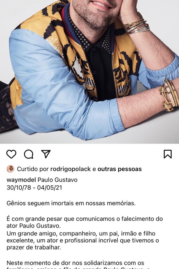 Famosos prestam homenagem a Paulo Gustavo (Foto: Reprodução/Instagram)