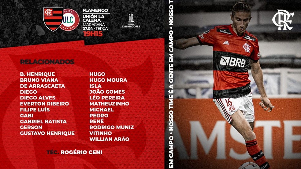 Relacionados Flamengo Unión La Calera — Foto: Reprodução