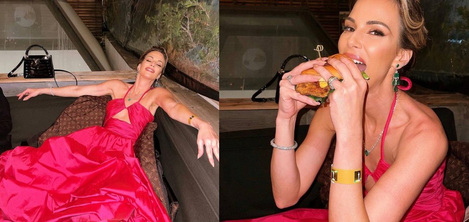 Ana Furtado mostra 'after' do Oscar e posa comendo hambúrguer