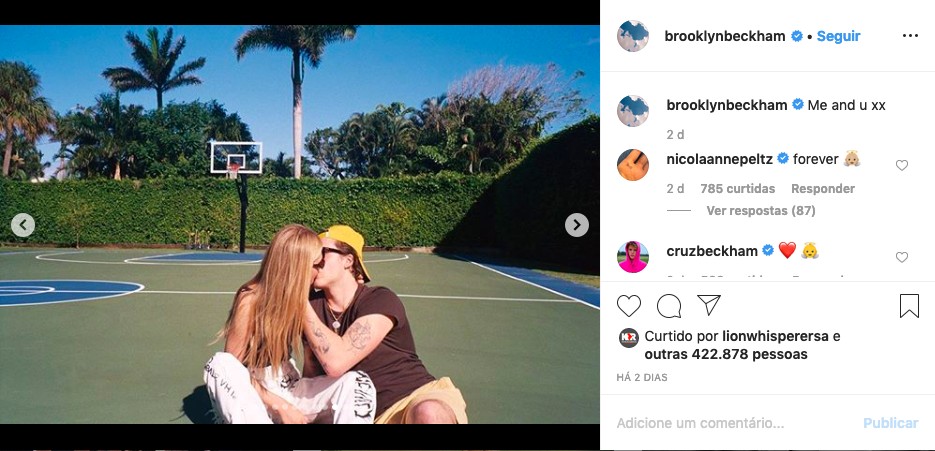 A troca de declrações entre Brooklyn Beckham e Nicola Peltz que virou alvo de piadas nas redes sociais (Foto: Instagram)