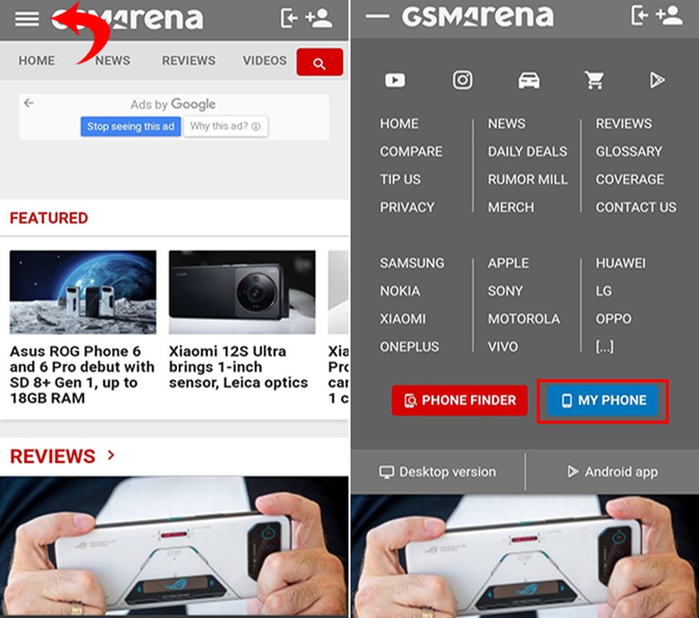 Site GSM Arena apresenta especificações e compatibilidade de redes do aparelho celular — Foto: Reprodução/Flávia Fernandes