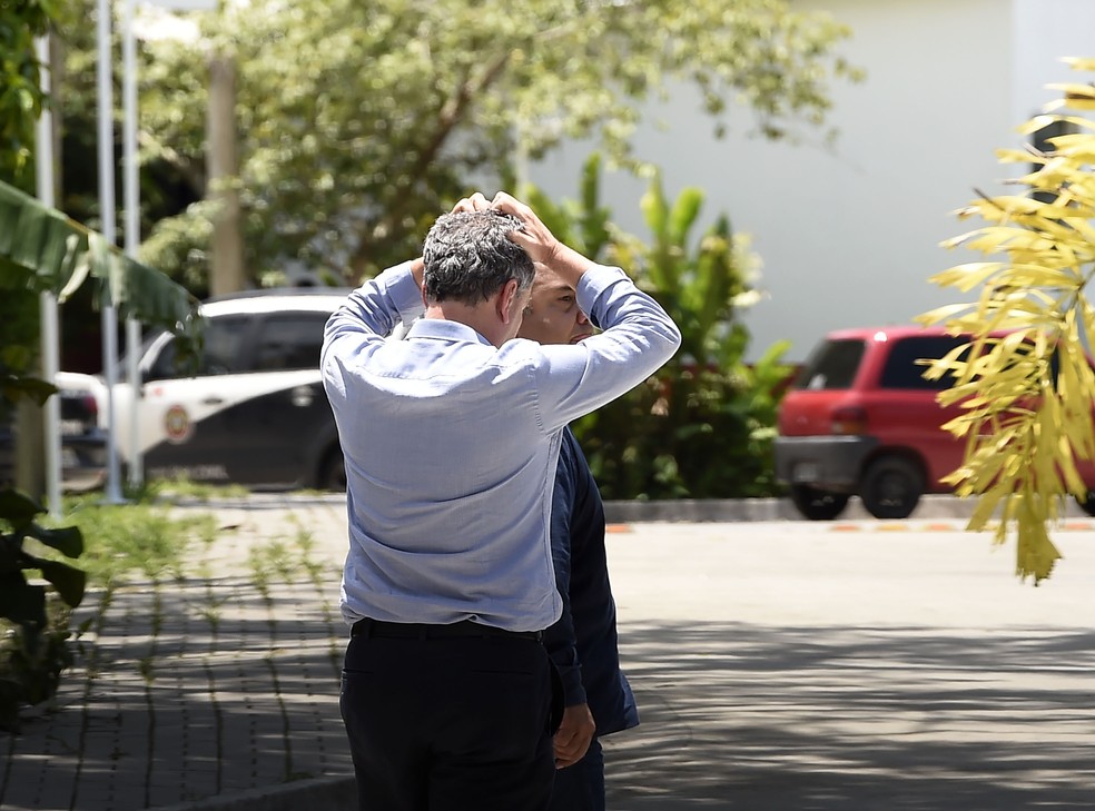 Presidente Rodolfo Landim no dia do Inc&ecirc;ndio no Ninho &mdash; Foto: Andr&eacute; Dur&atilde;o