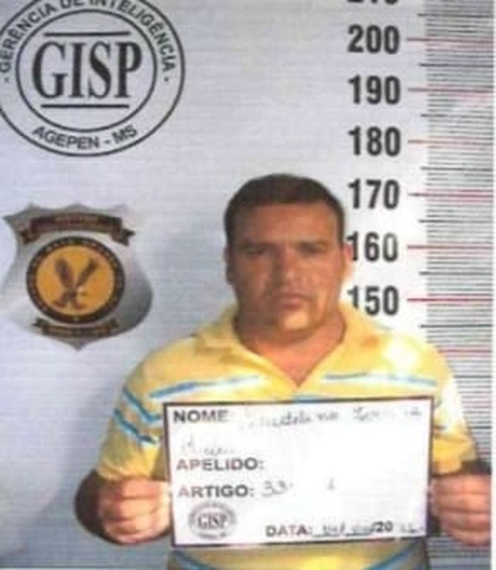 Preso condenado a 80 anos fugiu da cadeia e pode estar envolvido em roubo de aviões — Foto: Agepen-MS/Divulgação