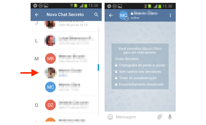 Iniciando um chat secreto com um contato do Telegram pelo Android (Foto: Reprodução/Marvin Costa)