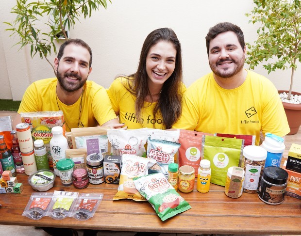 Sócios-fundadores da Tiffin Foods. Da esquerda para a direita: João Guilherme Cruz, Ana Carolina Pomini e Teofanes Pedro Moreira (Foto: Divulgação)