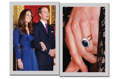 O anel de safira com diamantes que Kate Middleton ganhou de noivado do príncipe William pertenceu à Lady Di e virou mania ganhando réplicas pelo mudo