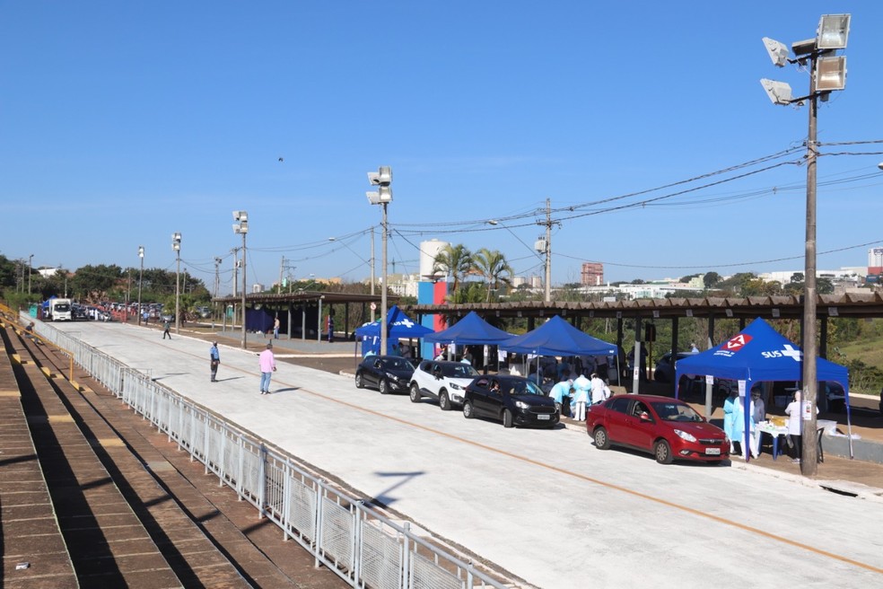 Sambódromo foi o palco da primeira ação de testagem em massa em Bauru — Foto: Prefeitura de Bauru/Divulgação
