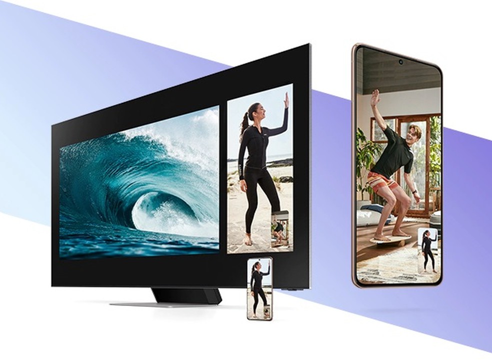 O Samsung multiview permite transmitir o conteúdo do celular para a tela da TV. — Foto: Divulgação/Samsung
