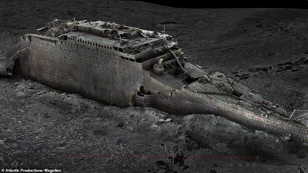 Reprodução digital foi feita a partir de 700.000 imagens capturadas por submersíveis — Foto: Divulgação/ATLANTIC PRODUCTIONS/MAGELLAN