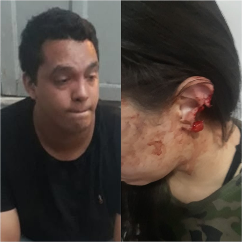 JosÃ© Afonso foi preso e a esposa Daniele Gomes foi levada ao hospital sem uma parte da orelha â Foto: DivulgaÃ§Ã£o/PolÃ­cia Militar