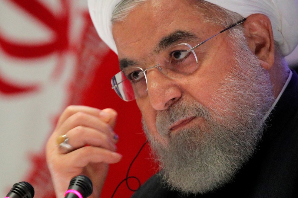 O Irã rejeitou as alegações de que escolheu um lado nas eleições dos EUA. Na foto, o O presidente iraniano Hassan Rouhani durante coletiva na Assembleia Geral das Nações Unidas em Nova York, em setembro de 2019 — Foto: Brendan Mcdermid/Reuters/Arquivo