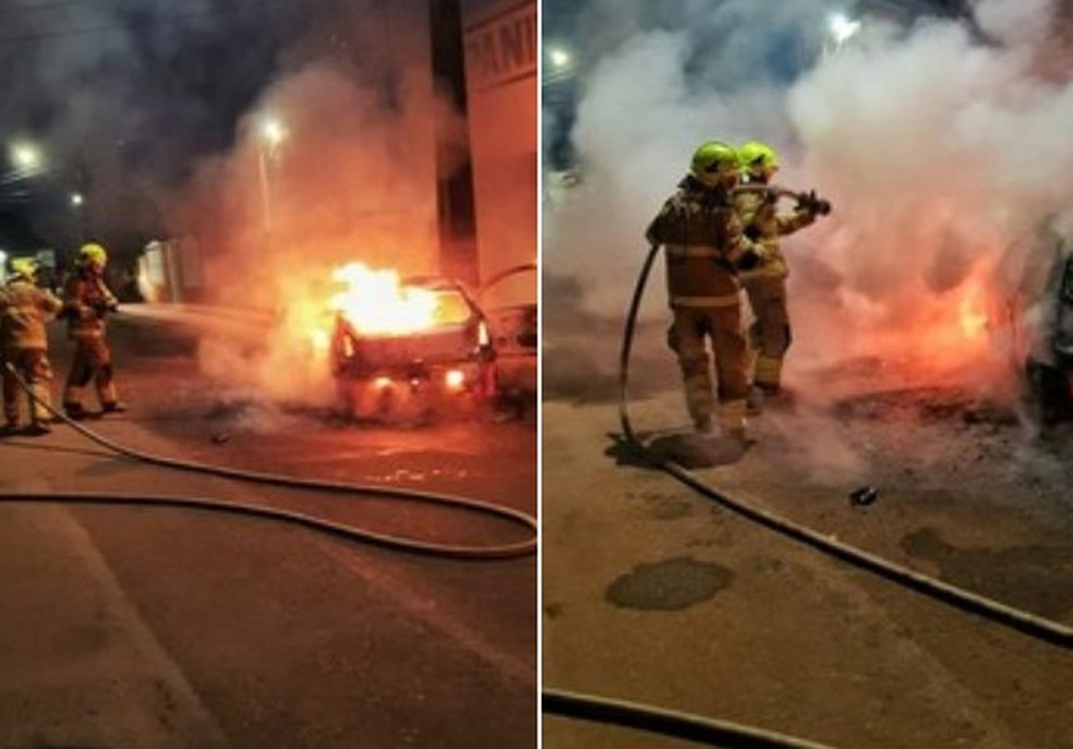 Tres ocupantes que estavam dentro do veículo conseguiram sair e não ficaram feridos — Foto: Divulgação