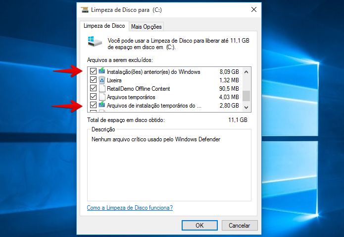 Apagando backup da versão anterior do Windows (Foto: Reprodução/Helito Bijora) 