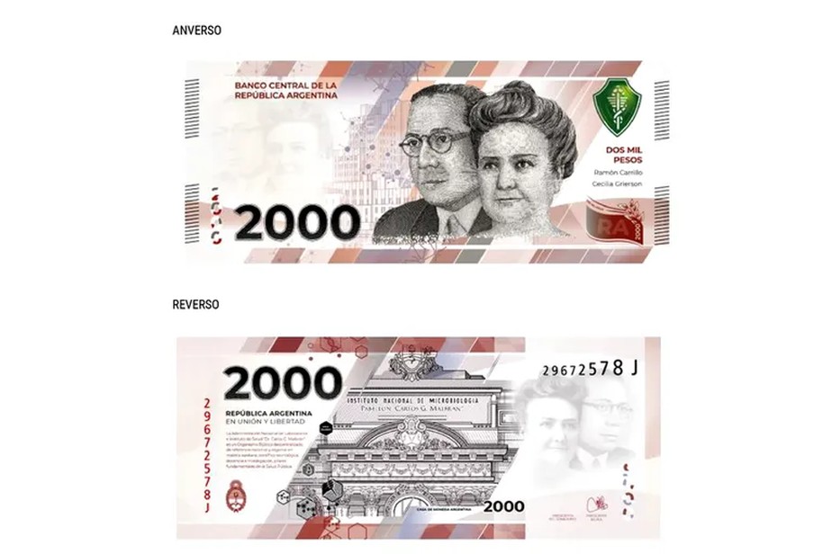 Nova cédula de 2 mil pesos emitida pelo BC argentino