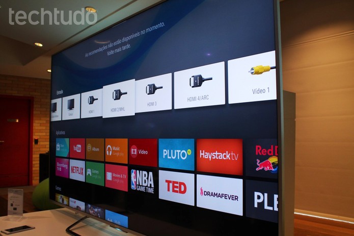 Além de apps, o Android TV traz fácil acesso às diversas entradas do televisor (Foto: Leonardo Ávila/TechTudo)