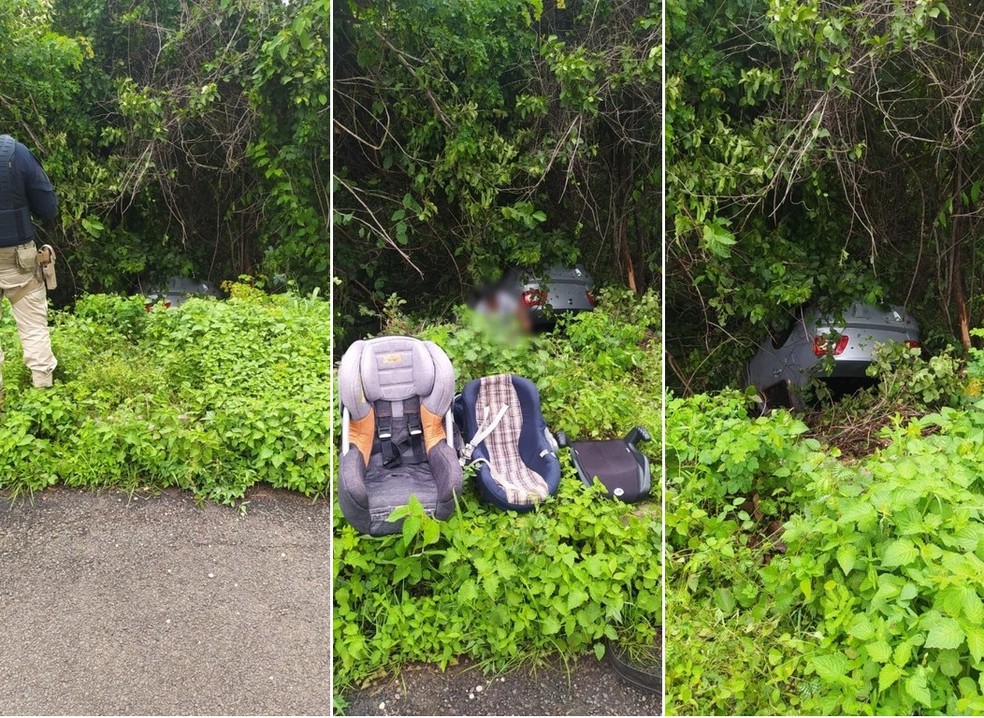'Cadeirinhas' salvam três crianças em acidente na BR 343 em Francisco Ayres, no Piauí — Foto: Polícia Rodoviária Federal