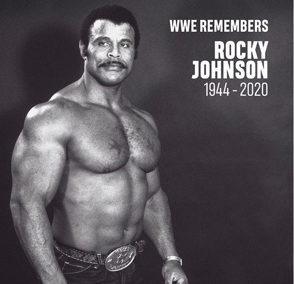 A homenagem da organização WWE ao ex-lutador Rocky Johnson, pai do ator Dwayne The Rock Johnson (Foto: Instagram)