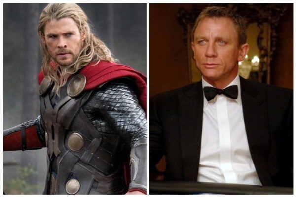 Chris Hemsworth como Thor / Daniel Craig como James Bond (Foto: Divulgação)