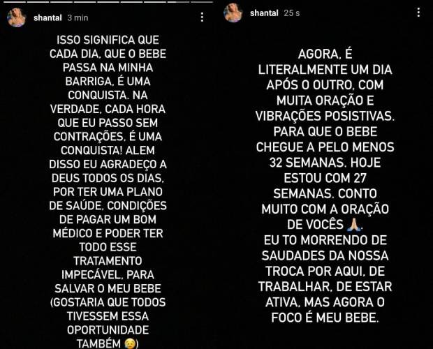 Shantal Verdelho fala sobre internação (Foto: Reprodução/Instagram)