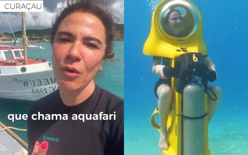 Luciana Gimenez faz mergulho em Curaçao com moto subaquática