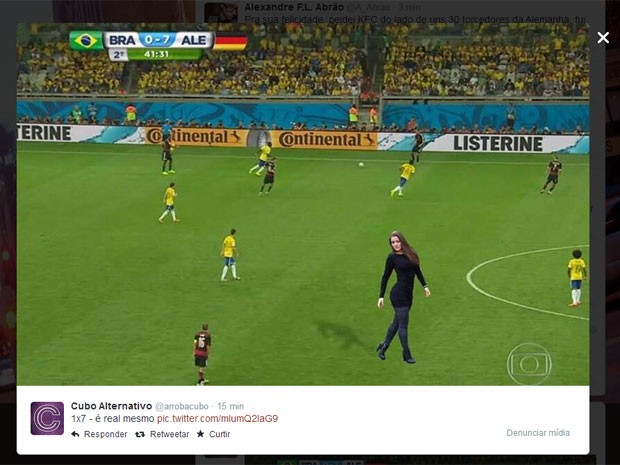 Nana Gouvêa aparece posando para foto na derrota brasileira (Foto: Reprodução/Twitter)
