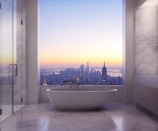 Perspectiva da vista do banheiro da penthouse (Foto: Dbox for CIM Group &amp; Macklowe Properties)