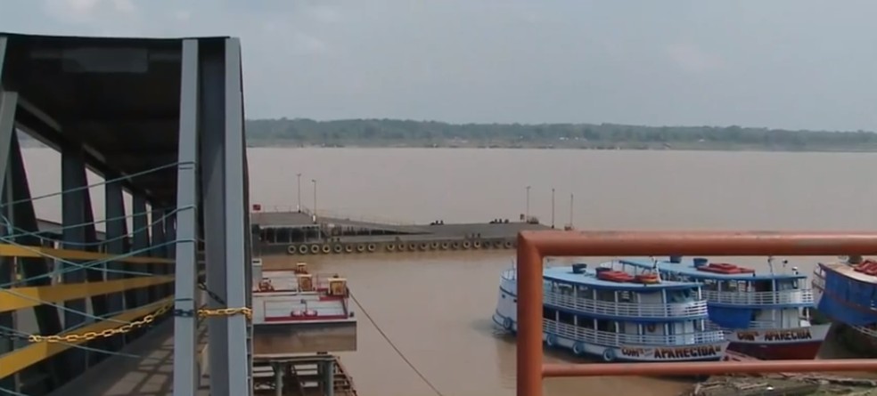 Porto do Cai N’água interditado em Porto Velho — Foto: Reprodução/Rede Amazônica 