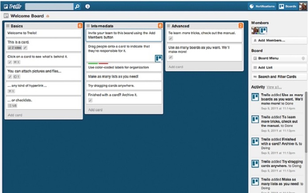Trello é uma das ferramentas de organização de tarefas útil para pequenas empresas — Foto: Divulgação/Trello