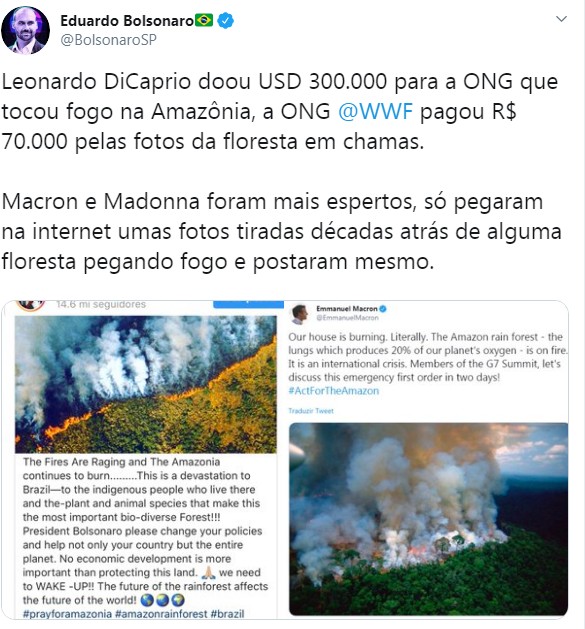Post de Eduardo Bolsonaro (Foto: Reprodução)