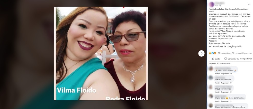 Mãe e filha morrem de Covid com horas de diferença em Sorocaba — Foto: Reprodução/Facebook