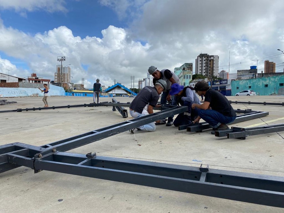 Montagem do Parque do Povo para o São João de Campina Grande 2022 é iniciada — Foto: Artur Lira / TV Paraíba